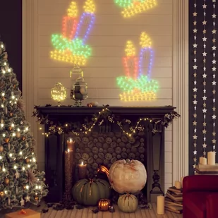 vidaXL Świąteczna dekoracja w kształcie świec 144 LED, 2 szt. 70x42 cm - Oświetlenie świąteczne - miniaturka - grafika 1