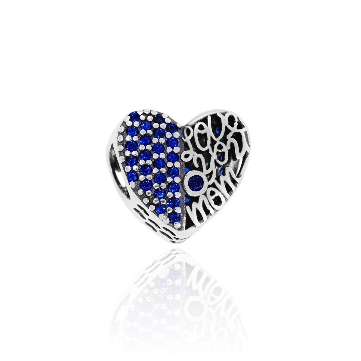 Srebrna zawieszka do bransoletki charms serce MAMA pr.925