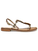 Sandały damskie - Geox Skórzane sandały "Maddalusiac" w kolorze złotym - miniaturka - grafika 1