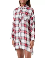 Sukienki - Emporio Armani Damska sukienka Tartan Christmas Viscose Night Shirt, Check Cream/Marine/Ruby, XL - miniaturka - grafika 1