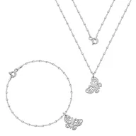 Zestawy biżuterii dla kobiet - MYNESS Komplet z motylkiem, naszyjnik i bransoletka - miniaturka - grafika 1