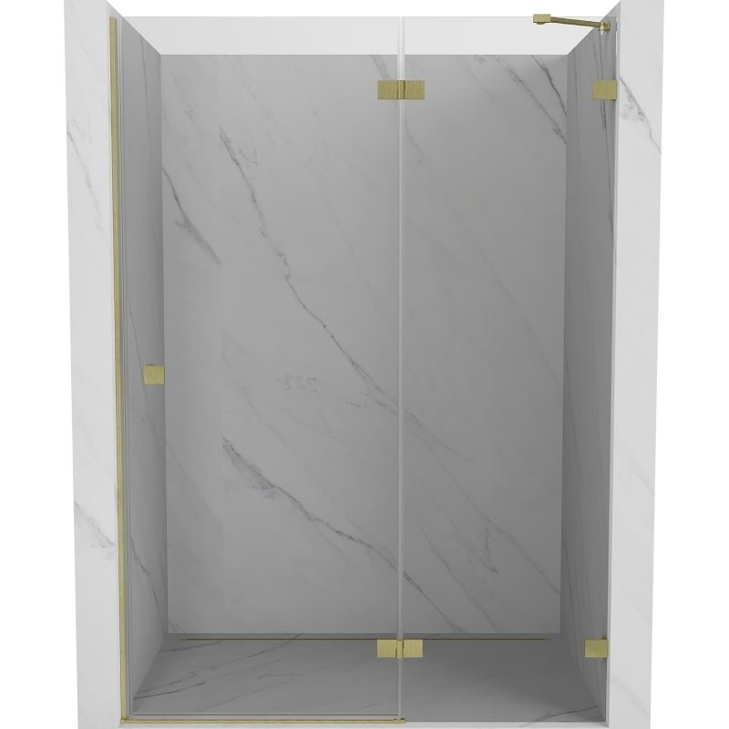 Mexen Lunar drzwi prysznicowe uchylne prawe 135 cm, transparent, złote szczotkowane - 834-135-000-55-00-P