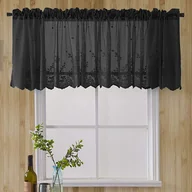 Firany - 1 sztuka firanki z woalu, prześwitująca firana żakardowa, firana do bistro w stylu wiejskim, karnisz nie jest dołączony (szer. 130 cm x wys. 41 cm) - miniaturka - grafika 1