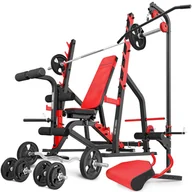 Ławki treningowe - Zestaw Ms37_160Kg_Kier_G Ławka Dwustronna + Stojaki Wielopoziomowe + Prasa Na Nogi + Modlitewnik + Wyciąg + Zestaw Gryfów I Obciążeń Gumowanych - Ma.. - miniaturka - grafika 1