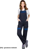 Spodnie sportowe damskie - R.E.I.S. CORTON-L-B - Damskie spodnie ochronne ogrodniczki CORTON, tkane 100% bawełna 260 g/m2 6 kieszeni elementy odlaskowe - granatowo-niebieski 56 - miniaturka - grafika 1