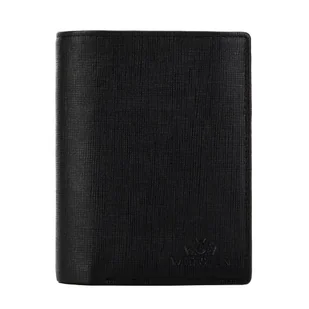 Męski portfel ze skóry naturalnej o fakturze saffiano czarny - Portfele Męski portfel ze skóry naturalnej o fakturze saffiano czarny - Portfele - miniaturka - grafika 1
