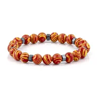 Bransolety męskie - Bransoletka koraliki w kolorze żółto-pomarańczowym EM 68 - EM Men's Accessories - miniaturka - grafika 1