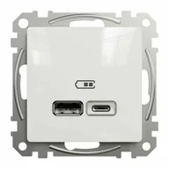 Gniazdka elektryczne - Gniazdo USB biały SEDNA DESIGN SCHNEIDER ELECTRIC - miniaturka - grafika 1