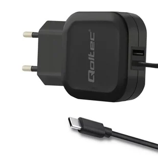 Qoltec Ładowarka sieciowa 17W | 5V | 3.4A | USB + USB typ C (50190) - Ładowarki do telefonów - miniaturka - grafika 1