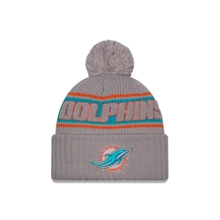 New Era Miami Dolphins NFL 2024 Sideline Sport Knit Szary Czapka z Pomponem - One-Size - Czapki damskie - miniaturka - grafika 1