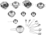 Zabawki AGD - Akcesoria Baby Vivo do kuchni dziecięcej - 18-częściowy zestaw naczyń ze stali nierdzewnej - miniaturka - grafika 1