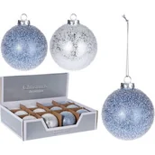 Bombki - Bombka gładka z wykończeniem śnieżnym 8 cm mix - miniaturka - grafika 1