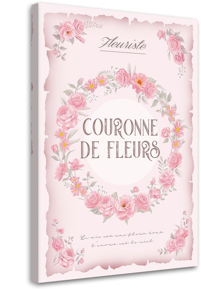 Feeby obraz na płótnie Wianek z róż Shabby Chic 80x120 xxl