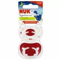 Nuk Smoczek uspokajający silikonowy 6-18m Signature Night 10176276 2 szt. - Smoczki uspokajające - miniaturka - grafika 1