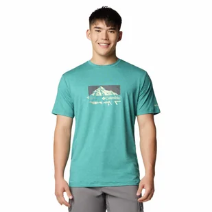 Męska koszulka szybkoschnąca Columbia Kwick Hike Graphic Short Sleeve river blue heather - L - Koszulki męskie - miniaturka - grafika 1
