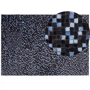 Beliani Dywan skórzany 160 x 230 cm brązowo-niebieski IKISU - Dywany - miniaturka - grafika 1