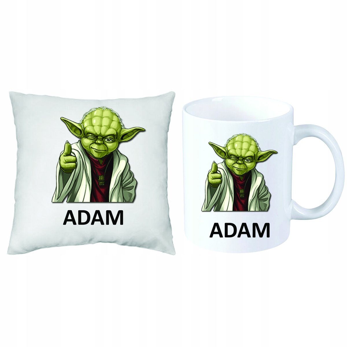 ZESTAW PREZENT PODUSZKA + KUBEK STAR WARS YODA