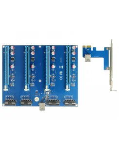 Delock Riser Karte PCI Express x1 > 4 x PCIe x16 (41427) - Adaptery i przejściówki - miniaturka - grafika 1