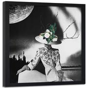 Plakaty - Plakat w ramie czarnej FEEBY Kobieta w kapeluszu z kwiatów, 40x40 cm - miniaturka - grafika 1