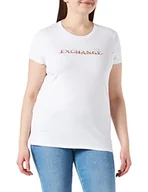Koszulki i topy damskie - Armani Exchange Damska koszulka z logo Signature, biały, M - miniaturka - grafika 1