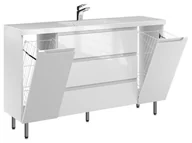 Szafki łazienkowe - Szafka Stojąca Z Umywalką ETH 140 cm K - Biały Wysoki Połysk - miniaturka - grafika 1