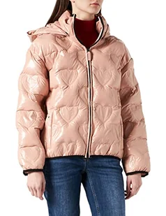 Love Moschino Damska koszulka z wyściełanym logo, termiczna, pikowana, nylonowa, z odpinanym kapturem, ró?owy (powder pink), 44 - Koszulki i topy damskie - miniaturka - grafika 1