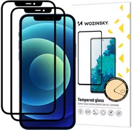 Szkła hartowane na telefon - Wozinsky zestwaw 2x super wytrzymałe szkło hartowane Full Glue na cały ekran z ramką Case Friendly iPhone 12 Pro / iPhone 12 czarny - miniaturka - grafika 1