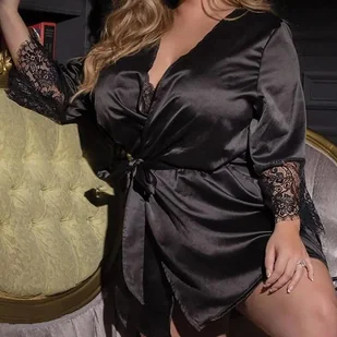 Satynowy szlafrok - Szlafroki damskie - miniaturka - grafika 1