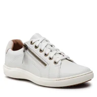 Sneakersy damskie - CLARKS Sneakersy Nalle Lace 261650014 White Leather - miniaturka - grafika 1