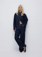 Spodnie damskie - Reserved - Jeansy baggy w prążek - granatowy - miniaturka - grafika 1