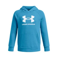 Bluzy dla chłopców - Chłopięca bluza dresowa nierozpinana z kapturem Under Armour UA Rival Fleece BL Hoodie - niebieska - miniaturka - grafika 1