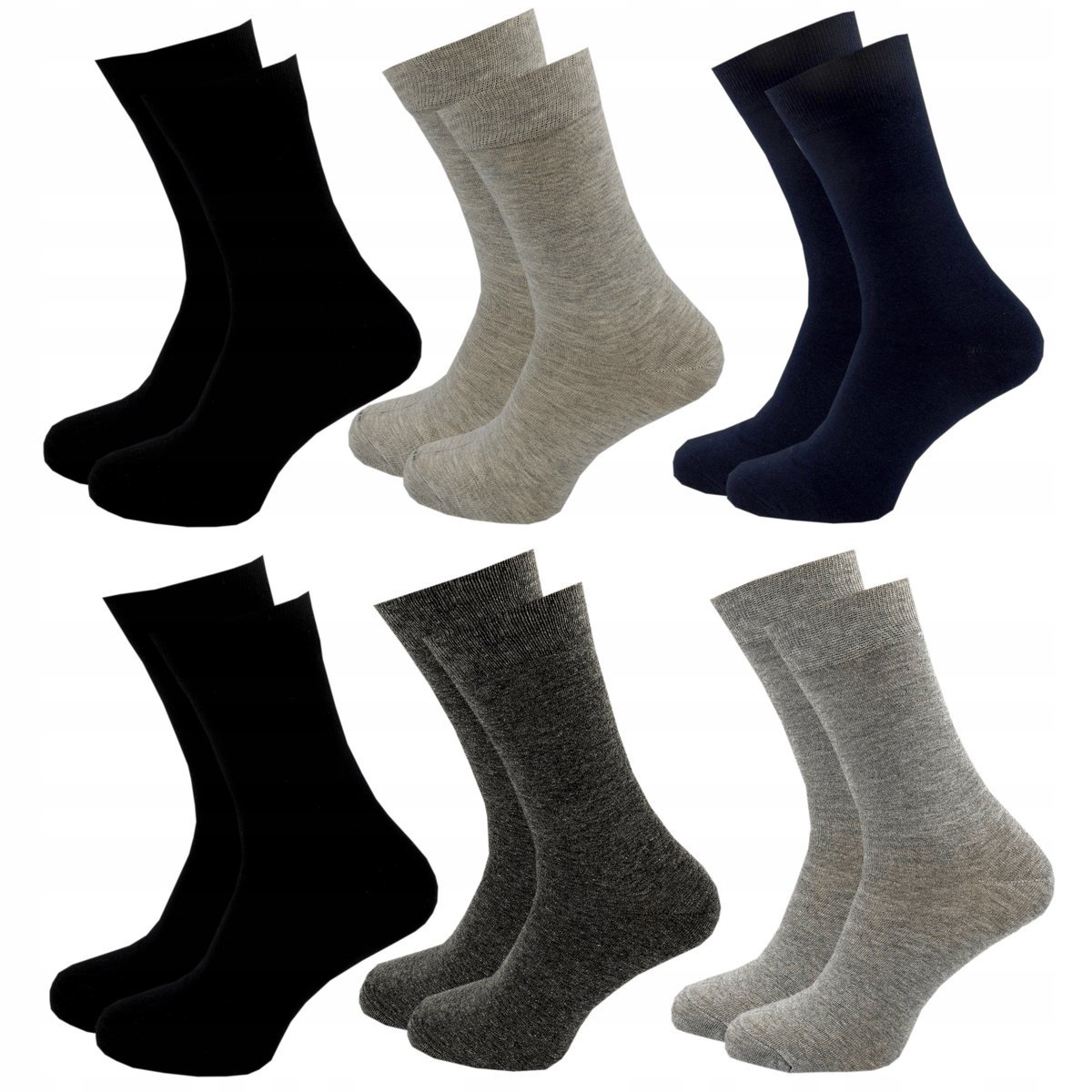 6x SKARPETY MĘSKIE GARNITUROWE ODDYCHAJĄCE CZARNE DŁUGIE BAWEŁNIANE 44-46