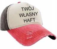 Czapki i chusty sportowe męskie - CZAPKA BEJSBOLÓWKA VINTAGE RETRO JEANS TWÓJ HAFT LOGO NAPISEM NADRUKIEM - miniaturka - grafika 1