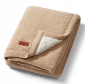 Koce i narzuty dla dzieci - Kocyk bawełniany z ociepleniem beżowy Babyono 1659/02 - miniaturka - grafika 1