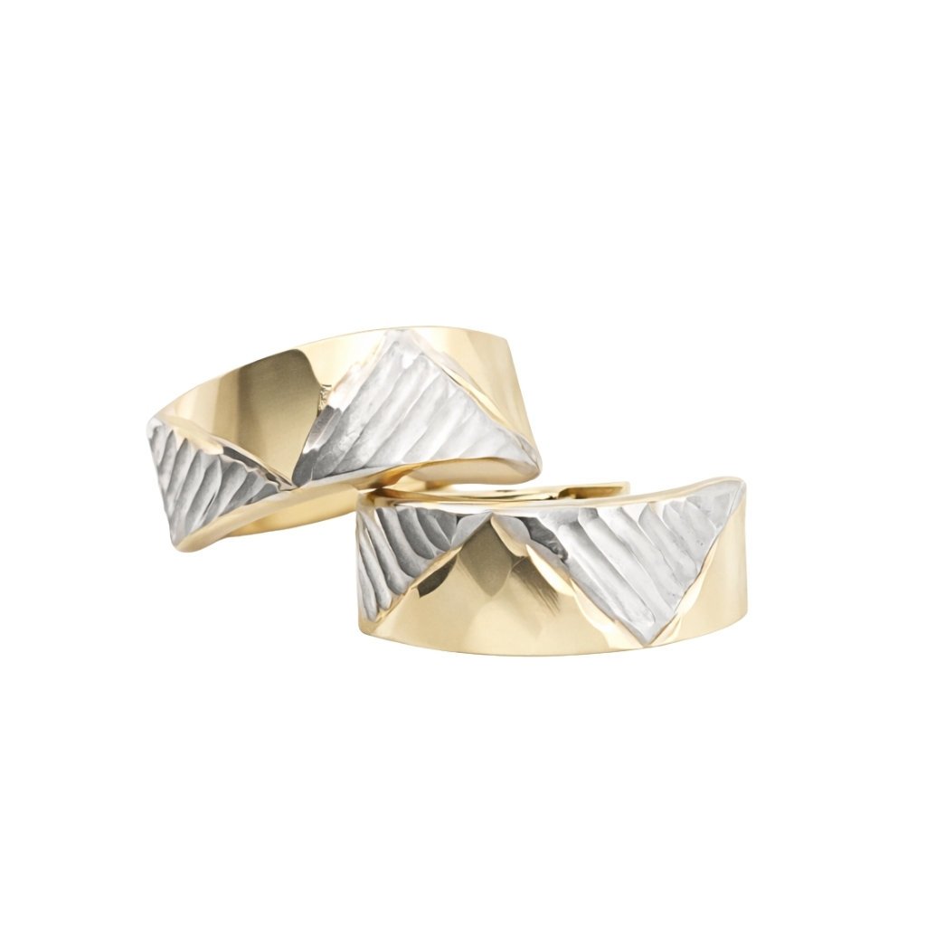 Kolczyki dwukolorowe geometryczny wzór 1,66 g ze złota pr. 585, 14K