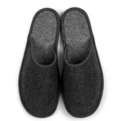 Kapcie męskie - Filcowe pantofle kapcie męskie dla gości klapki czarny filc r.42 - miniaturka - grafika 1