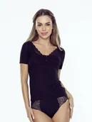 Bluzki damskie - Damska bluzka z koronką czarna Eldar r.S - miniaturka - grafika 1