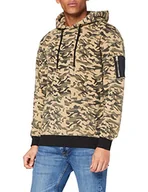 Bluzy męskie - Urban Classics Męska bluza z kapturem Camo Bomber, Wielobarwny (Wood Camo 396), S - miniaturka - grafika 1