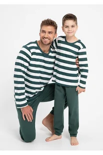 Piżama męska Blake zielono-biała w paski XXL - Piżamy męskie - miniaturka - grafika 2