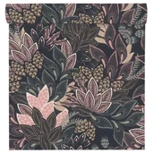 Tapety - Tapeta botaniczna brązowo-różowa winylowa na flizelinie - miniaturka - grafika 1