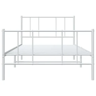 Metalowa rama łóżka z wezgłowiem i zanóżkiem, biała, 90x190 cm Lumarko! - Łóżka - miniaturka - grafika 7