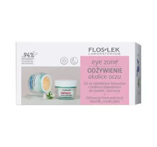 FLOS-LEK Zestaw Odżywienie okolice oczu, Żel ze świetlikiem i chabrem bławatkiem, 10g + Odżywczy krem pod oczy, 15ml - >>> DARMOWA od 99zł <<< w 24h ! - Zestawy kosmetyków damskich - miniaturka - grafika 1