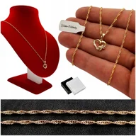 Naszyjniki - Złoty Naszyjnik Serce Nieskończoność 18K Celebrytka Z Łańcuszkiem +Cyrkonie - miniaturka - grafika 1