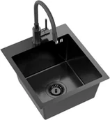 Zlewozmywaki z baterią - Zestaw Kernau zlewozmywak KSSE 40 1B + Bateria KWT 40 Elastic Dark Inox - miniaturka - grafika 1