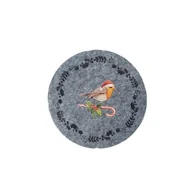 Obrusy i serwetki - Podkładka filcowa pod kubek 10 cm ptaszek beżowy / szary 4 sztuki - miniaturka - grafika 1