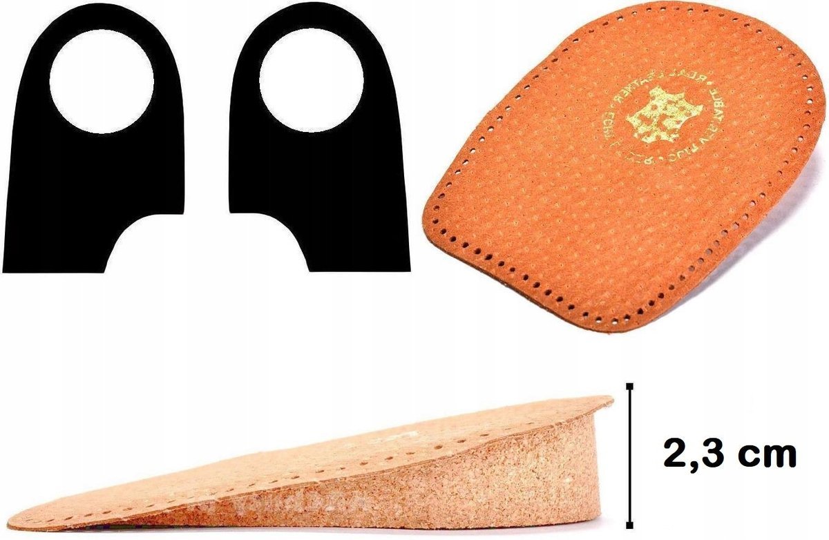 Młodzieżowe BRĄZOWE Podpiętki na OSTROGI Poduszki PODWYŻSZAJĄCE 23mm 2,3 CM