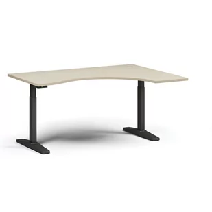 Stół z regulacją wysokości ULIX, elektryczny, 675-1325 mm, ergonomiczny prawy, blat 1600x1200 mm, podstawa czarna, orzech - Biurka - miniaturka - grafika 3