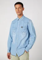 Koszule męskie - Wrangler Heritage Shirt Męska Koszula Jeansowa Jeans Sun Fade W5D1Em180-S - miniaturka - grafika 1
