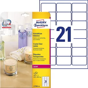 Avery Folia Krystaliczna Przeźroczyste 63,5x38,1 25szt ZW475 (ZW507) - Etykiety do drukarek - miniaturka - grafika 2