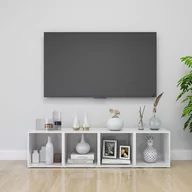 Szafki RTV - vidaXL Szafki pod TV, 4 szt., wysoki połysk, białe, 37x35x37 cm, płyta - miniaturka - grafika 1